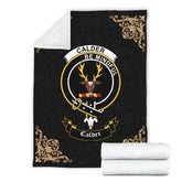Clan Calder Crest Tartan Premium Blanket Black PE27 Clan Calder Tartan Today
